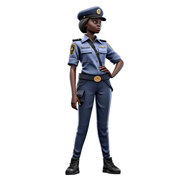 3D digital render of a female police officer isolated on white background