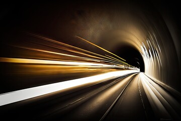 Car light trails in tunnel. Concept of rapid rhythm of a modern city
