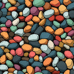 Obraz na płótnie Canvas Pebbles cute cartoon seamless repeat pattern