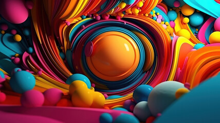 Abstract 3d shapes on background. 3d image. 3d rendering. Generative Ai