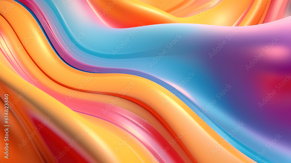 Wall mural abstract light color fluid flow shapes background, 3d rendering. generative ai