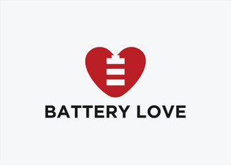 love with battery logo design vector silhouette illustration