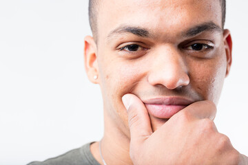 Black man thinking: big idea or trickery