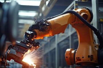 Futuristic automated manufacturing factory - made with Generative Ai