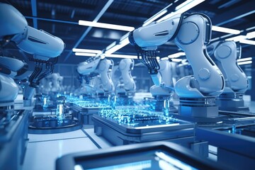 Futuristic automated manufacturing factory - made with Generative Ai