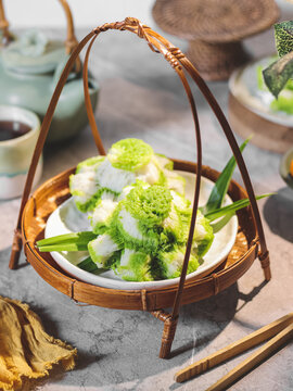 Carabikang or Bikang, Indonesian Traditional Food Made from Rice Flour, Food Coloring, Sugar, and Coconut Milk, Shaped like Flower.