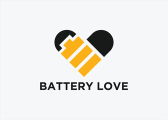 love with battery logo design vector silhouette illustration