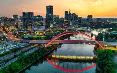 Nashville Tennessee skyline sunset view