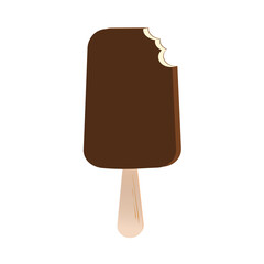 Vector of a vanilla ice cream and chocolate topping with wooden stick.