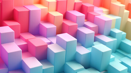 Fototapeta na wymiar Pastel Colored Tech Background with a Geometric 3D Structure. Generative Ai