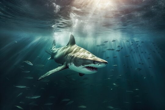 Shark in the sea. Underwater picture