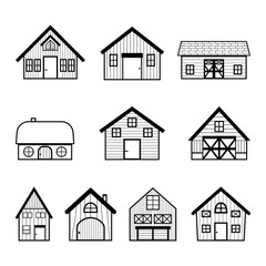 barn or farm house icon set vector illustration. storage of grain and agricultural products