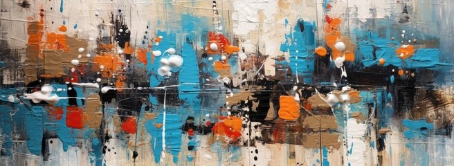 Obraz na płótnie Canvas Abstract oil painting on canvas is a captivating and expressive artwork. The painting is filled with vibrant colors, bold brushstrokes, and intricate textures that create a sense of depth and movement