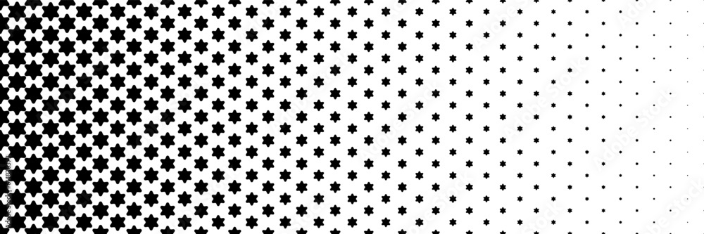 Poster horizontal black halftone of star design for pattern and background.