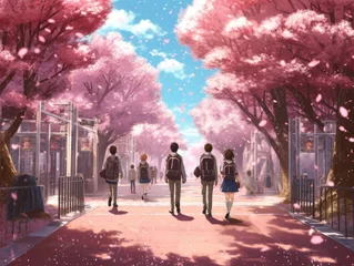Foto op Plexiglas Anime High School Scene - AI Generated © SOL
