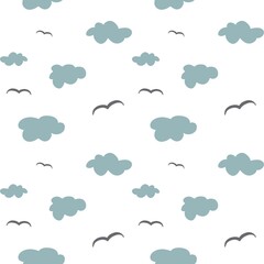 Cloud bird sky simple child seamless pattern 