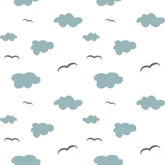 Fotobehang Cloud bird sky simple child seamless pattern  © Yana