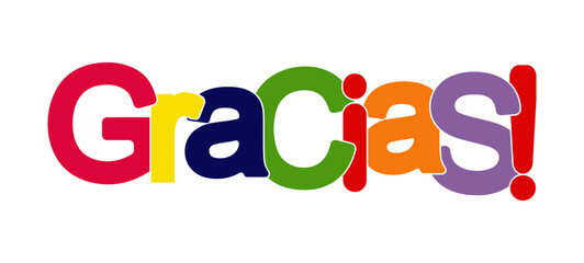 201908233 Colorful banner with the inscription THANK you! Spanish language