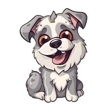 Cute dog cartoon sticker on a white background. Vector illustration.