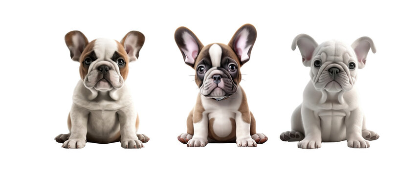 French Bulldog Puppy PNG.  Playful Puppies: Adorable French Bulldog Clipart - Perfect for Pet Lovers and Art Enthusiasts.
