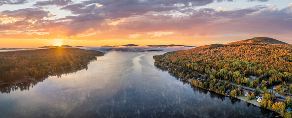 Sunrise at Rangeley Lakes - autumn scenic drive - Maine 