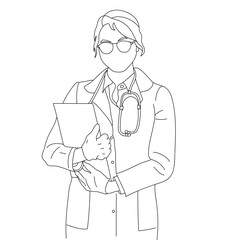 doctor with clipboard line art
