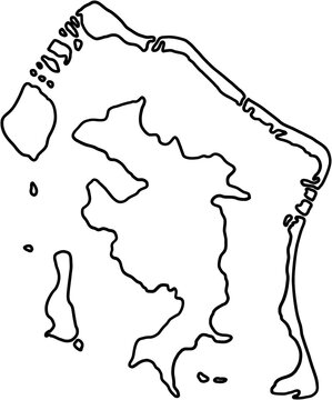 doodle freehand drawing of bora bora island map.