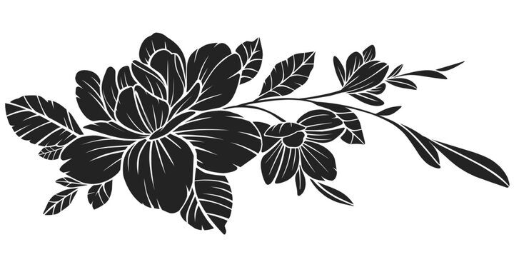 black and white pattern stencil vector of flower