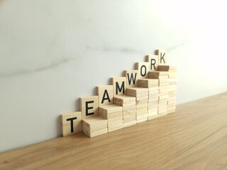 Word teamwork made from wooden blocks