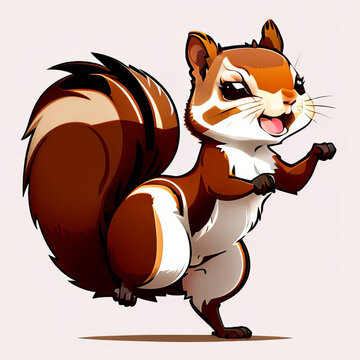 Stickers, illustrations of a cute squirrel. Flat image.
