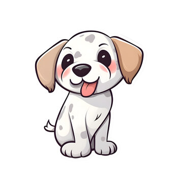 Cute cartoon dog sticker. Vector illustration. Isolated on white background.