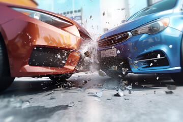 Car crash view, AI generated