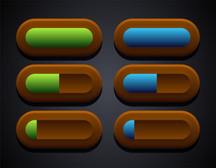 Loading bar or Slider bar. Vector clipart isolated on dark background.