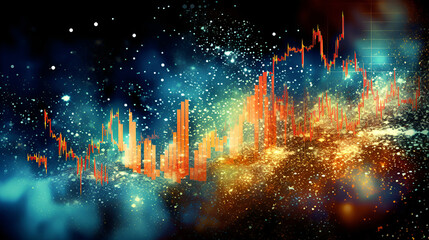 Stock market up down chart graphic concept image, Generative Ai - obrazy, fototapety, plakaty