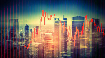 Stock market up down chart graphic concept image, Generative Ai