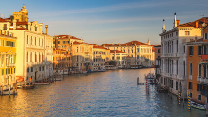 The Grand Canal in Venice at a beautiful sunny morning, Italy, Europe.
