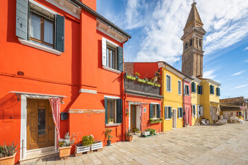 Fototapeta na wymiar The Burano island with a colorful houses near Venice, Italy, Europe.