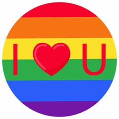 Circle color rainbow lgbt lettering i love.