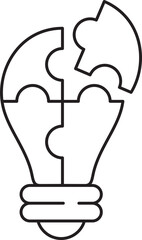 creative light, puzzle bulb icon, idea illustration, solution vector art, editable smart energy symbol. innovative thinking digital art outline style