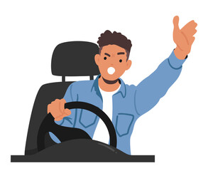 Agitated Man Argues And Yells While Driving, Expressing Intense Emotions And Engaging In A Heated Verbal Altercation