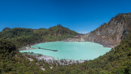Fototapeta na wymiar White Crater or Kawah Putih sulfur lake in West Java, Near Bandung city, Indonesia..