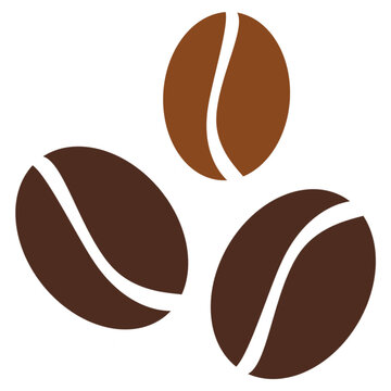 Coffee bean icon on transparent background. Coffee beans sign in PNG format. Brown coffee seeds.