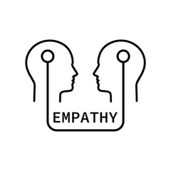 simple empathy icon with human heads. flat stroke minimal care logotype graphic lineart art design isolated on white background. concept of support therapy or psychoanalysis and sympathy for people