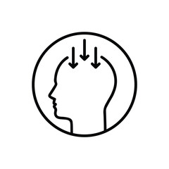 bad or good thoughts inside thin line head. concept of people with deep problem or emotion trauma or human nervous disorder. linear stroke worry or bias logotype graphic art design isolated on white