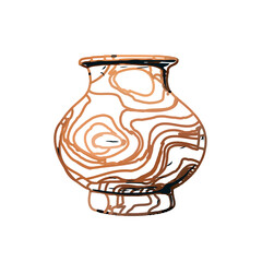 Color sketch of a ceramic jar with transparent background