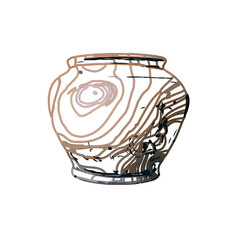 Color sketch of a ceramic jar with transparent background
