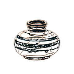 Color sketch of a ceramic jar with transparent background