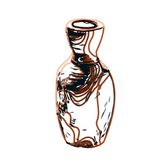 Color sketch of a ceramic jar with transparent background