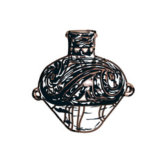 Color sketch of a ceramic jar with transparent background