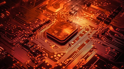 Close up of a CPU on an electronic circuit board